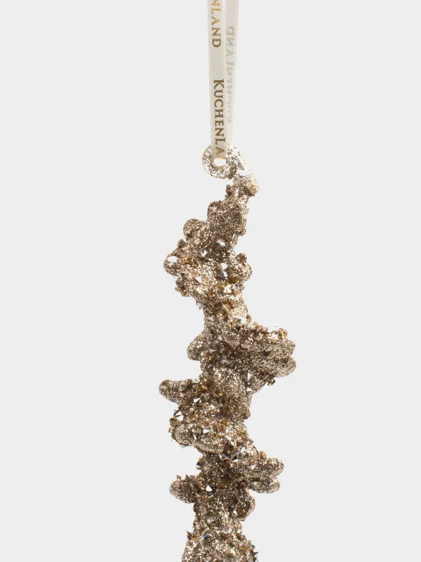 Christmas tree toy, 25 cm, acrylic, champagne, Icicle, Figure sparkle, image-2