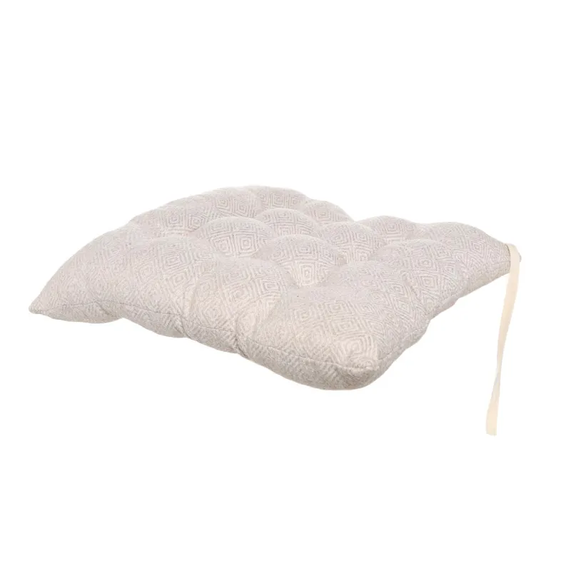 Chair cushion, 40x40 cm, with drawstrings, polyester, square, Beige, Rhombus, Rhombic, image-1