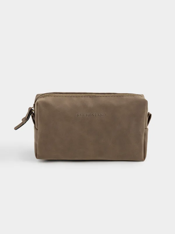 Cosmetic bag, 20x10 cm, polyurethane, rectangular, dark brown, Krast, image-0