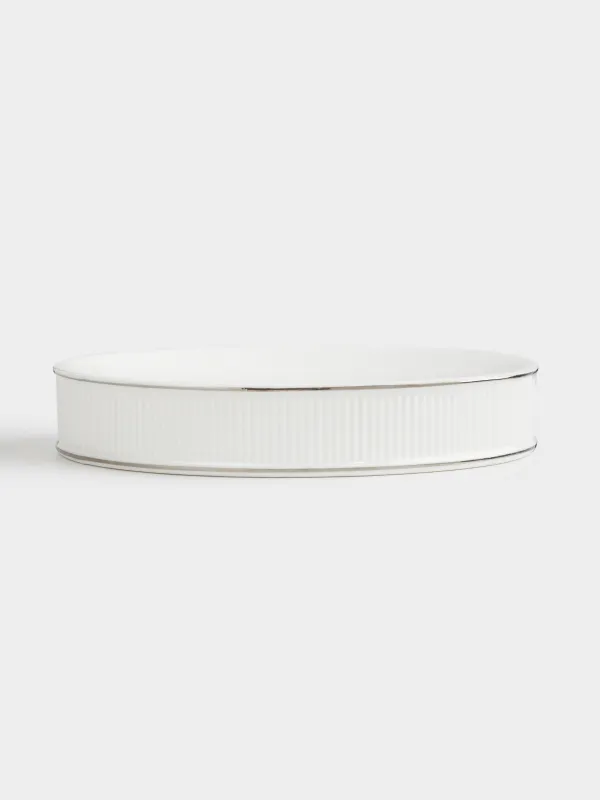 Soap dish, 13x9 cm, porcelain P, oval, white and silver, Antarctica, image-0