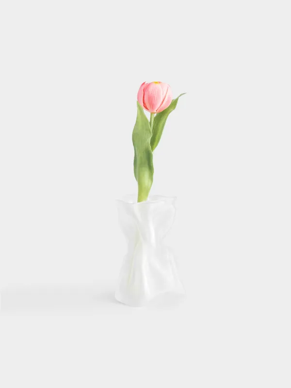Flower vase, 14 cm, Glass, frosted white, Crumpled effect, Crumple, image-4