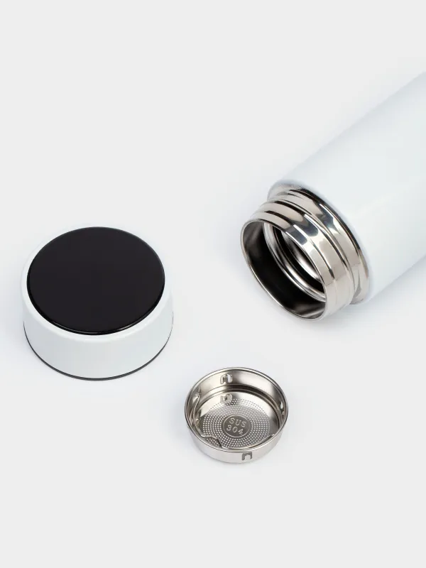 Thermos flask, 500 ml, with thermometer, steel / plastic, white, Celsius, image-3