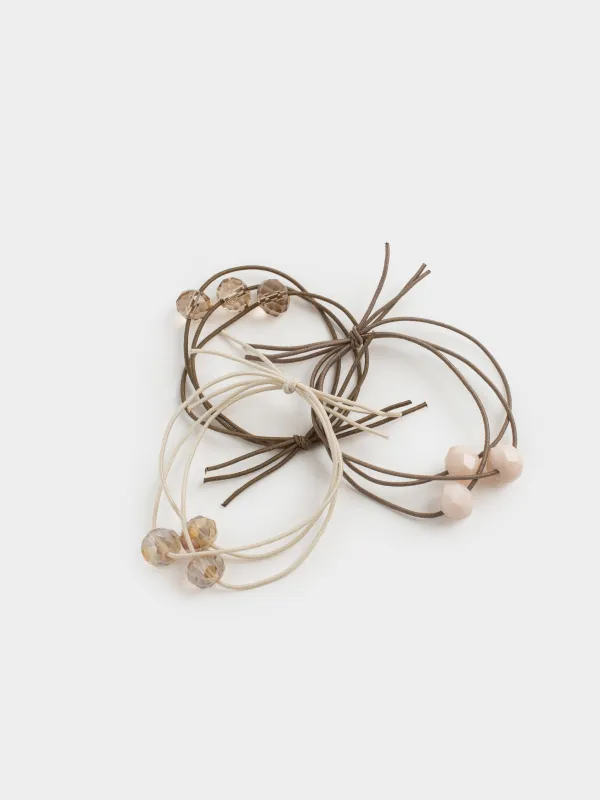 Hair tie, 5 cm, 3 pcs, polyester / plastic, colored, Crystals, Gracile, image-1