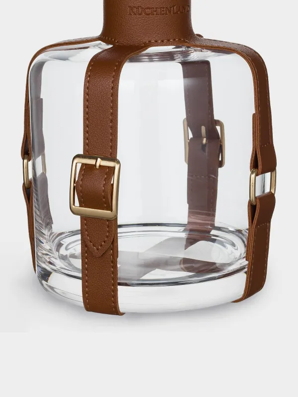 Decanter, 1,1 l, glass / PU leather, Clear devo, image-3