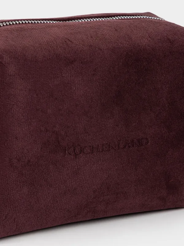 Makeup bag, 18x13 cm, velvet, burgundy, Velvety, image-2