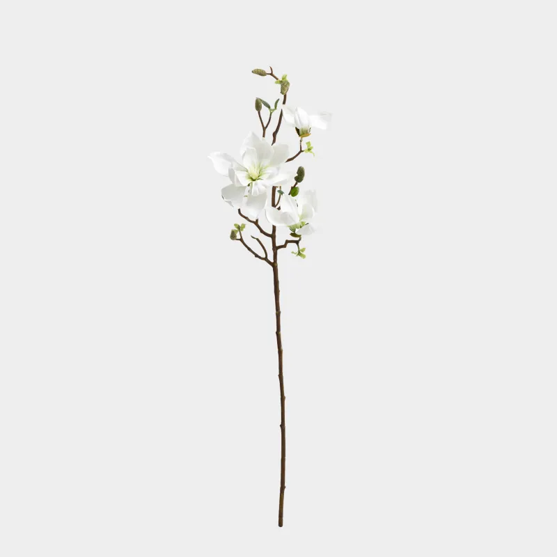 Decorative branch, 90 cm, polyurethane, White magnolia, Magnolia