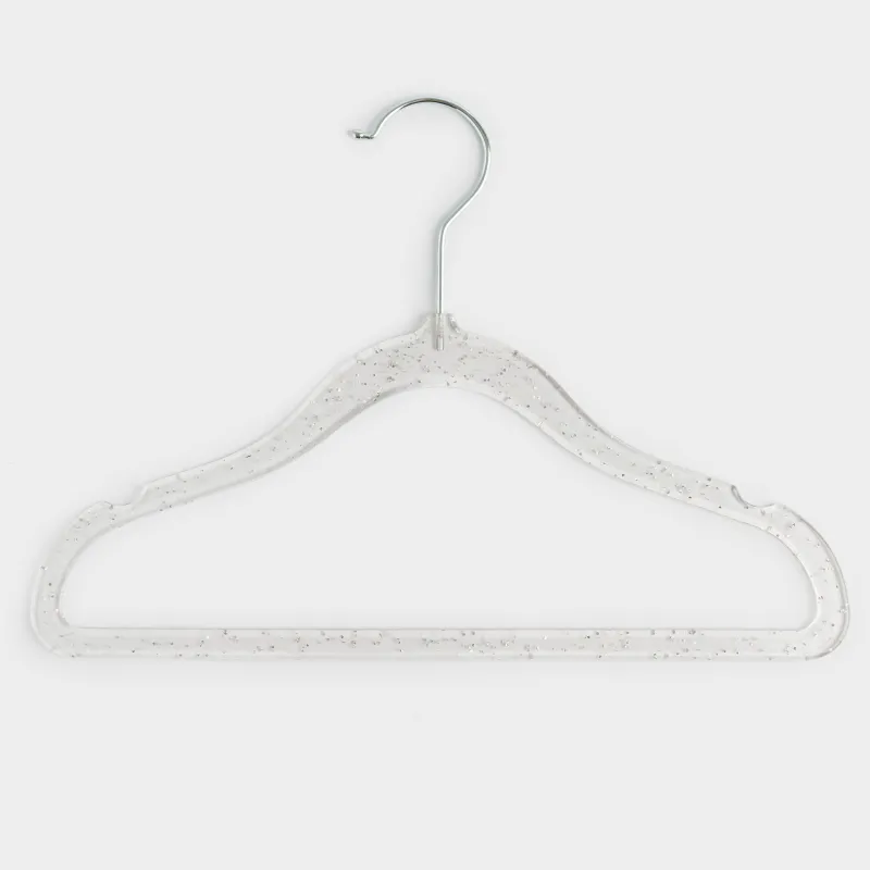 Hanger-hangers, 30 cm, 3 pcs, children's, plastic, transparent with silver sequins, Shimmer, image-0