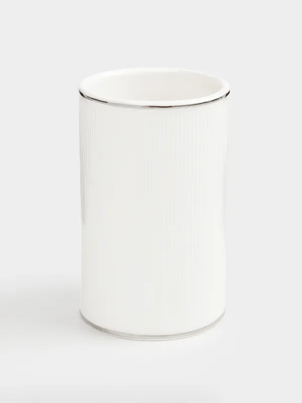 Bathroom tumbler, 12 cm, porcelain P, white and silver, Antarctica, image-1