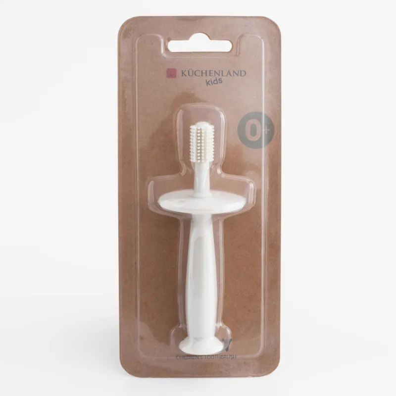 Dental brush with limiter, children's, 12 cm, silicone, beige, Kiddy, image-4