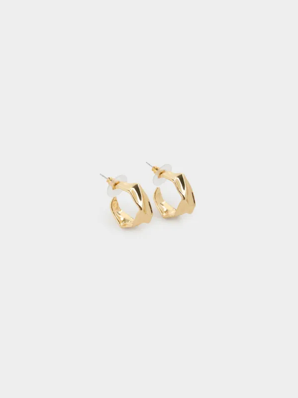 Stud earrings, 2 cm, 2 pcs, metal, gold, Jewelry, image-1