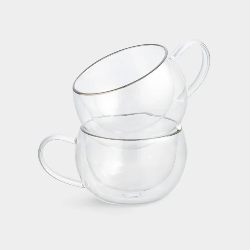 Mug, 270 ml, 2 pcs, glass B, with silver edging, Air Silver