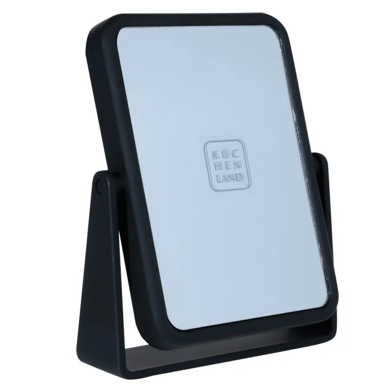 Table mirror, 17 cm, double-sided, plastic, rectangular, black, image-1