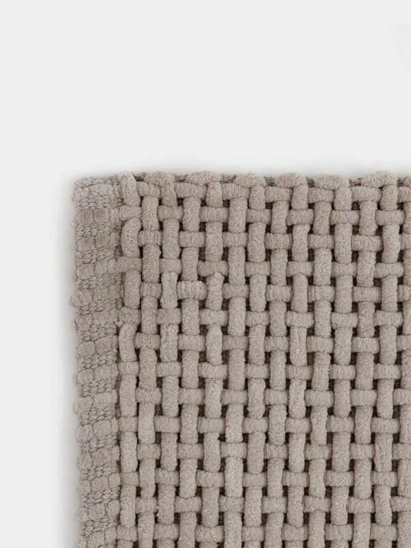 Mat, 60x110 cm, anti-slip, Polyester / cotton, beige, Grid, Cozy, image-1