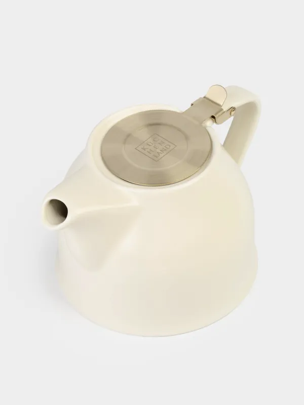 Teapot, 1 l, ceramic / steel, milky-golden, Kettle ceramo, image-2