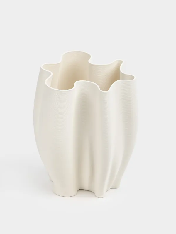 Flower vase, 30 cm, ceramic, white, Bends, Crumple, image-1