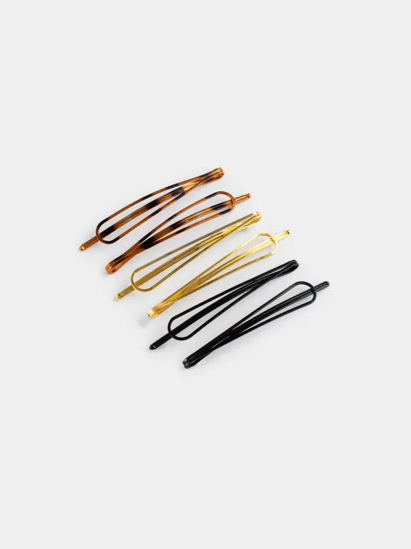 Hair clip, 6 cm, 6 pcs, metal, Mix, Basic, image-2