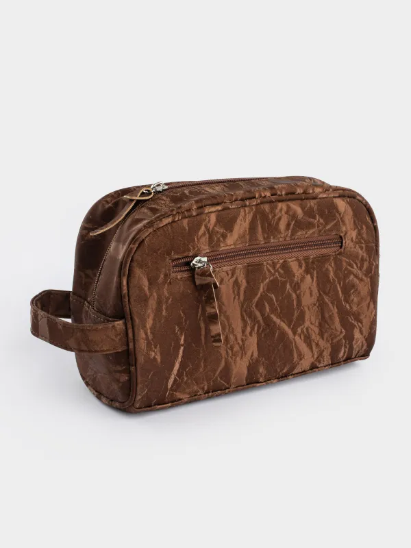 Cosmetic bag, 20x15 cm, polyurethane, brown, Krush, image-5