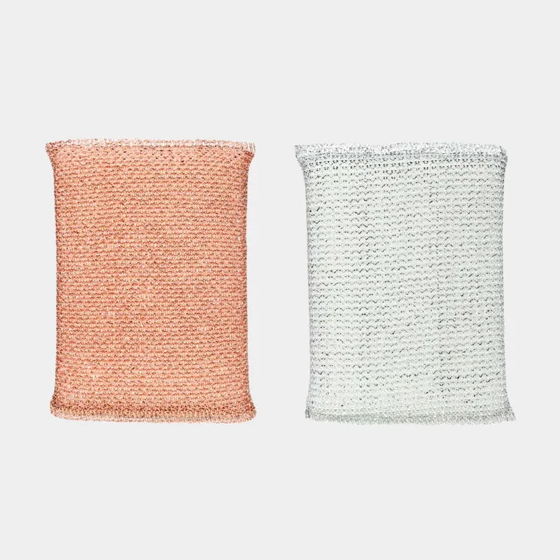 Sponge for washing dishes, 12x8 cm, 2 pcs, dacron / foam rubber, gold/silver, Clean