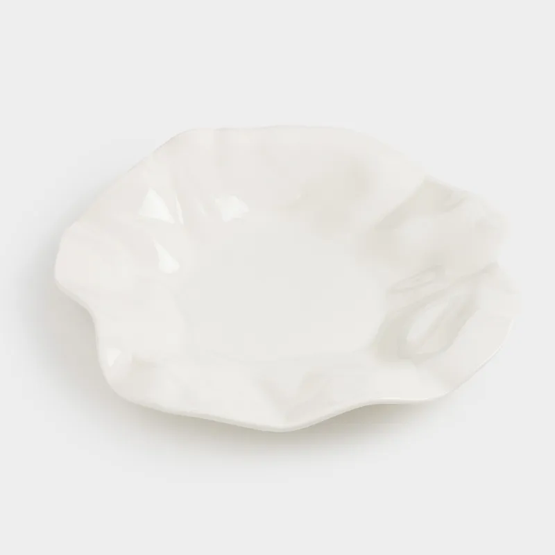 Snack plate, 21 cm, porcelain N, milk, Crumpled effect, Crumple, image-1