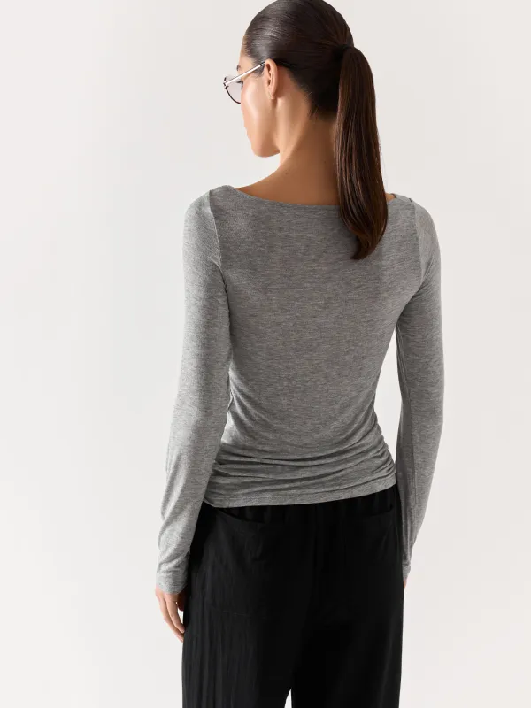 Women's longsleeve, homewear, size S, viscose, grey, Cristy, image-6