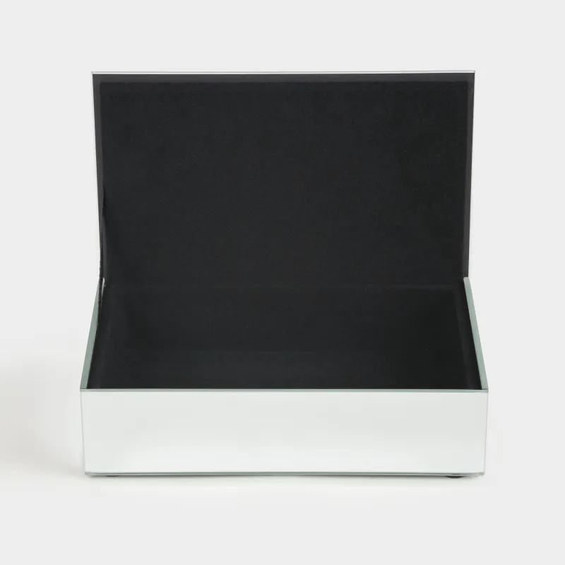 Jewelry box, 15x9 cm, glass, Mirror, Golden flower, Glossy, image-5