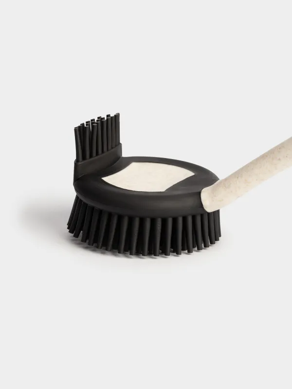 Cleaning brush, 27 cm, double-sided, rubber / plastic, black and beige, Black clean new, image-2