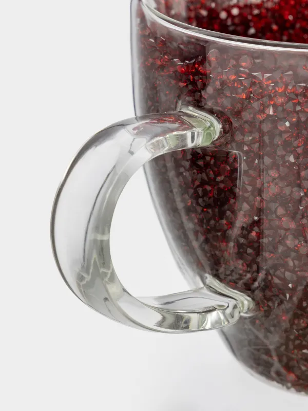 Mug, 300 ml, B glass, with red crystals inside, Air decor, image-2