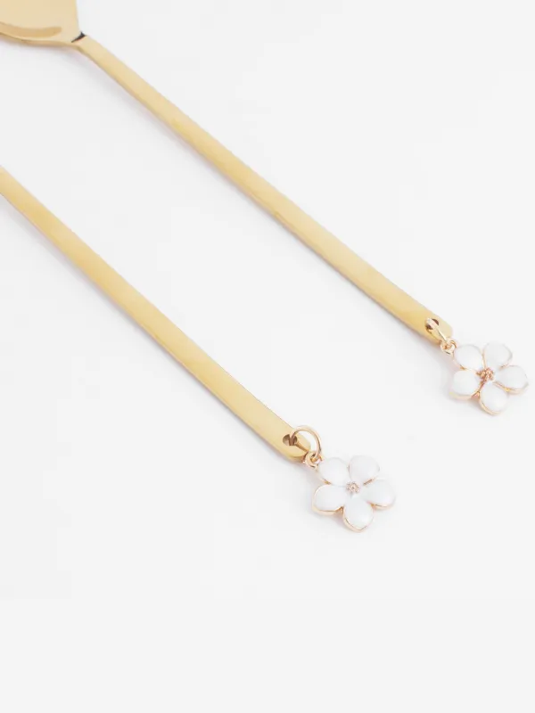 Dessert spoon, 14 cm, 2 pcs, steel, golden, Flower, Bloome, image-4