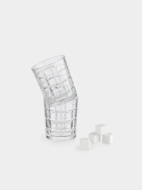 Drink set, 2 persons, 6 items, glasses/cubes, glass P/marble, Zero, image-0