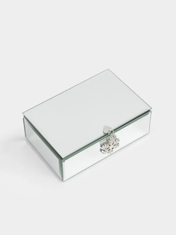 Jewelry box, 15x10 cm, glass, Mirror, Snowflake, Glossy, image-4