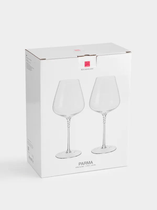 Drinking glass, 650 ml, 2 pcs, crystal glass, Twisted leg, Parma, image-4