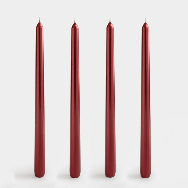 Candle, 25 cm, 4 pcs, thin, red, Vivid candle