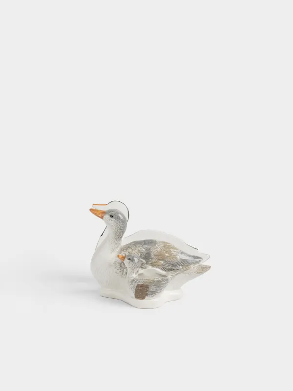 Napkin holder, 15 cm, with toothpick compartment, ceramic, Ducks and duckling, Duck, image-0