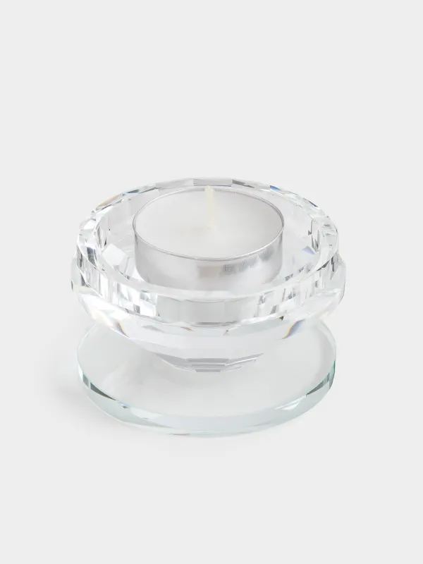 Candlestick 7x7 cm, for tea candle, crystal glass, Lux crystal, image-3