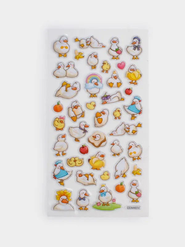 Sticker set, 17x9 cm, 41 pcs, disposable, PVC, Duck, Duck yellow, image-0