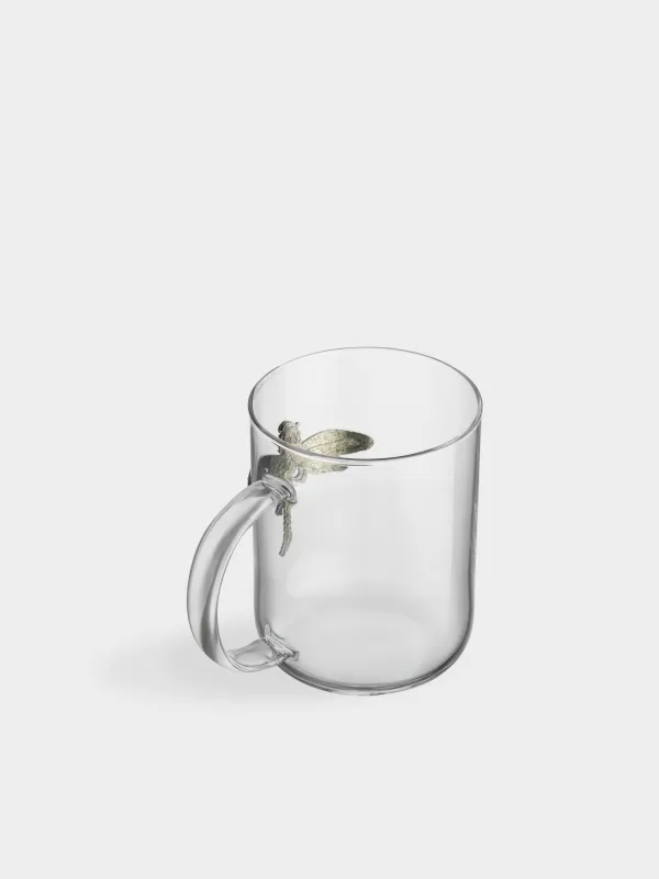 Mug, 450 ml, glass B / metal, Golden dragonfly, Lux elements, image-2