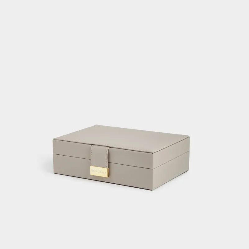 Jewelry box, 20x15 cm, with mirror, wood/PU leather, beige, Premiere one