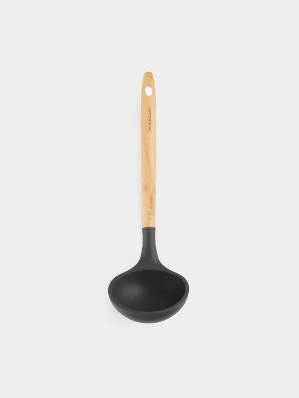 Ladle, 30 cm, silicone / wood, gray, Weekend, image-0