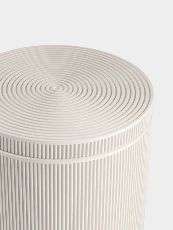 Bathroom box, 10 cm, polyresin, milky, White stripes, image-1