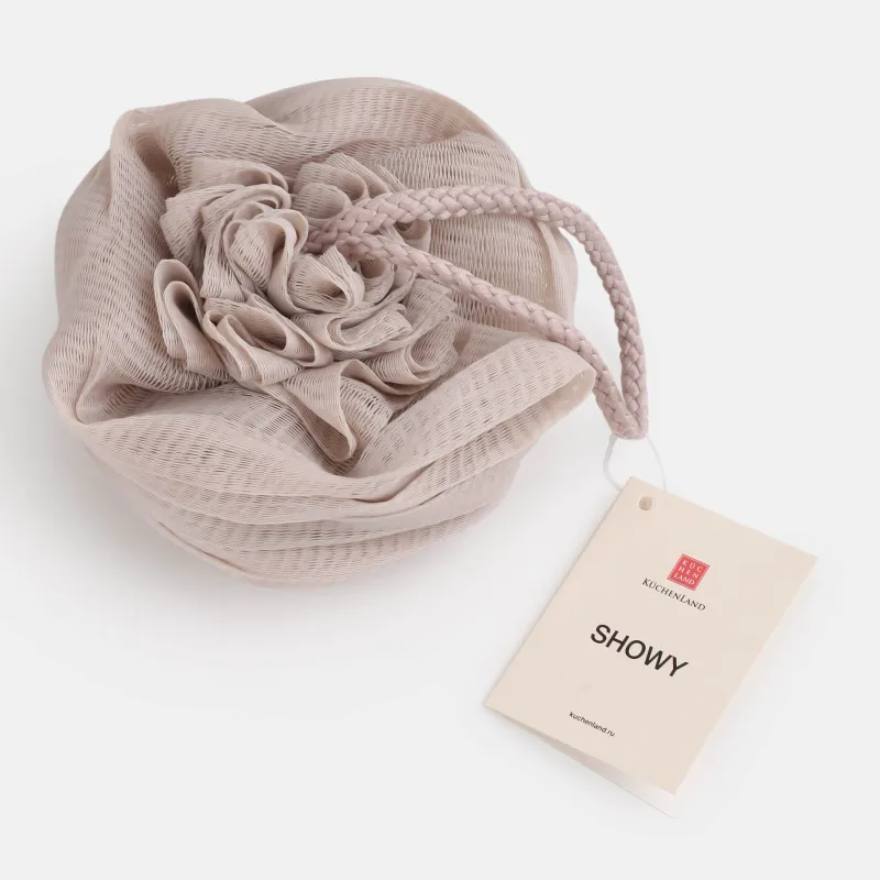 Body washcloth, 13 cm, polyethylene, beige, Bow, Showy, image-5