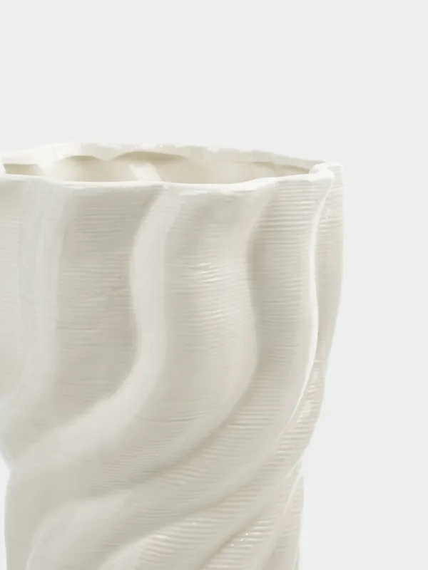 Flower vase, 26 cm, ceramic, white, Bends, Crumple, image-1