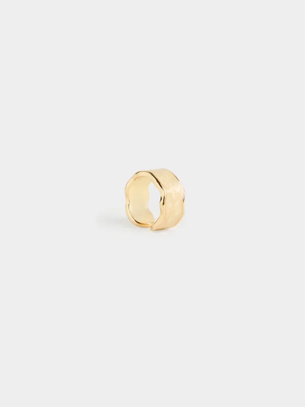 Ring, size S-M, single size, metal, golden beige, Jewelry, image-2