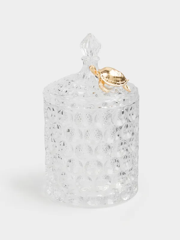 Storage container, 17x10 cm, 550 ml, Glass R / metal, Turtle, Bubbly