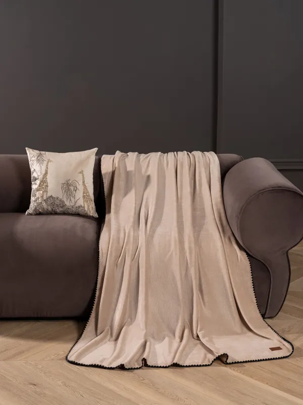 Plaid, 140x190 cm, flannel, sand, Flannel, image-0