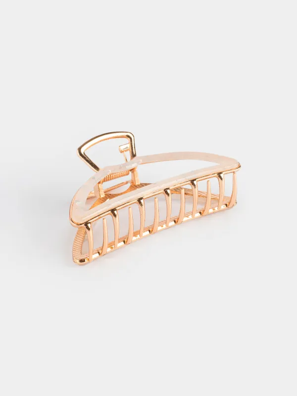 Hair clip, 10 cm, acrylic / metal, gold, Crab, Glam, image-2