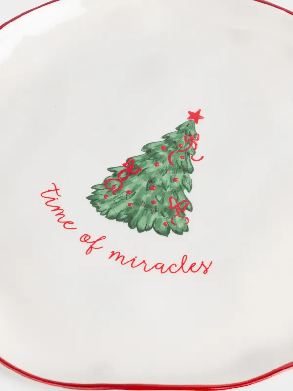 Dinner plate, 26 cm, ceramic, Christmas tree with bows, Christmas tree, image-3