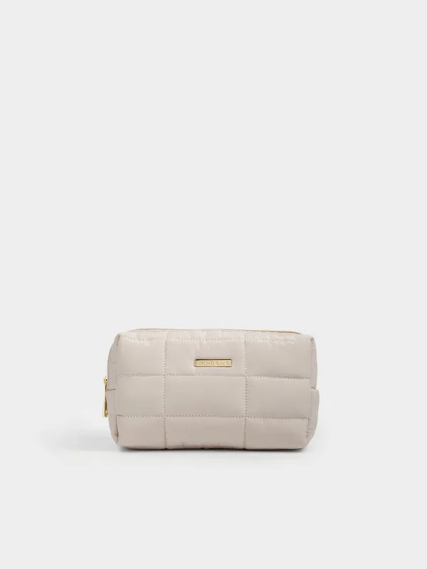 Makeup bag, 18x11 cm, quilted, polyester, black, One stitch, image-0