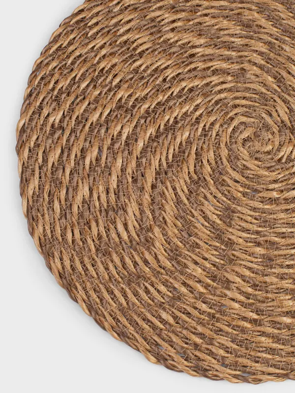 Placemat, 38 cm, polypropylene, round, sand-brown, Weaving, Volute, image-2