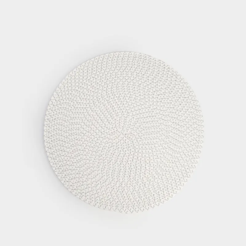Placemat, 38 cm, cellulose / PET, round, silver-white, Straw