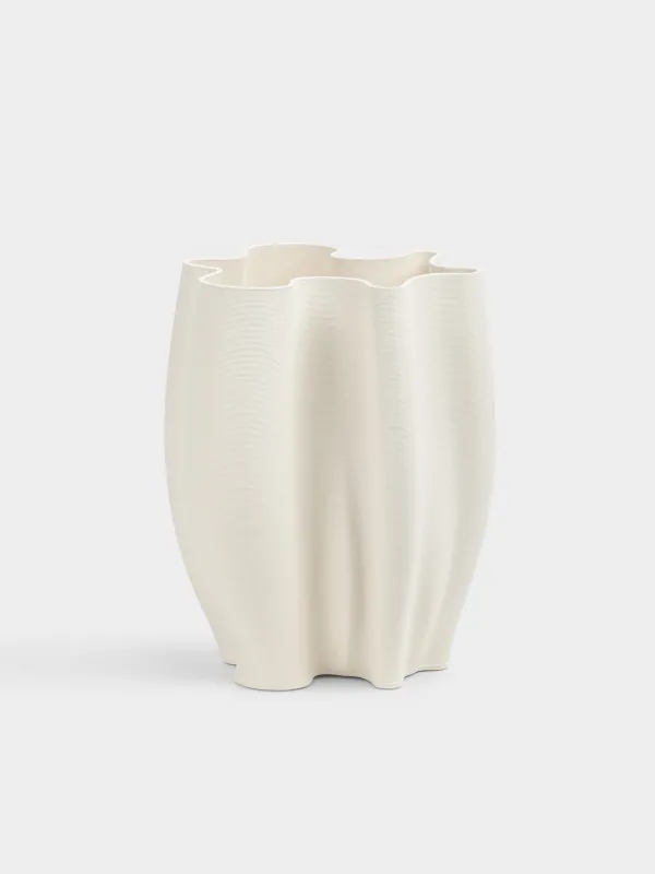 Flower vase, 30 cm, ceramic, white, Bends, Crumple, image-0